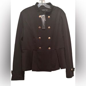 NWT Women’s Vintage Peplum Steampunk Jacket  Double Breasted Black Size L